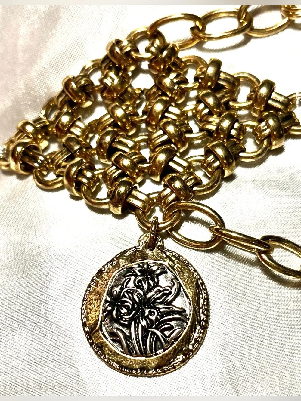 Zara Rhombus Medallion Metal Belt Engraved Gold Silver 4736/340/881 35”